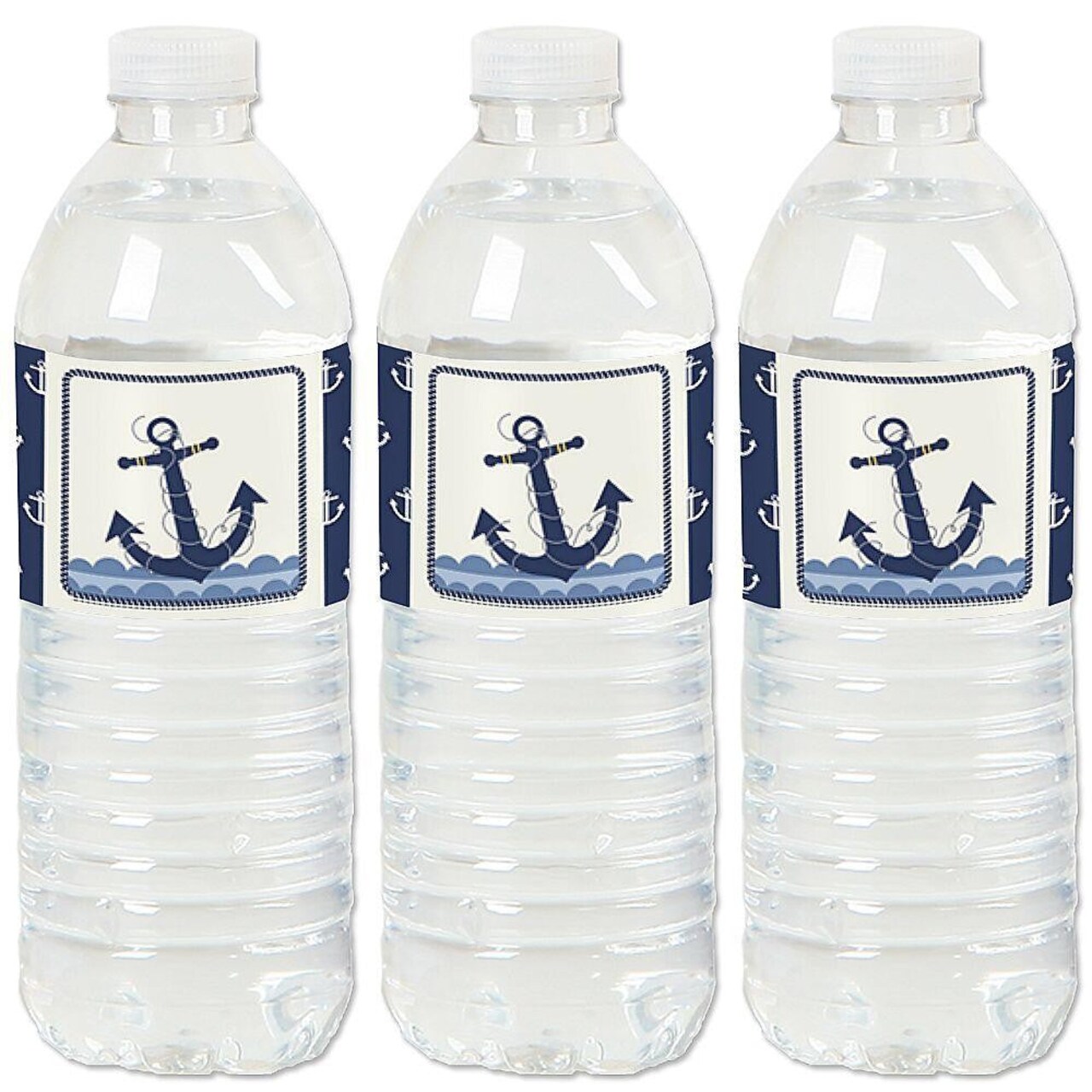 Big Dot of Happiness Ahoy - Nautical - Baby Shower or Birthday Party Water Bottle Sticker Labels - Set of 20